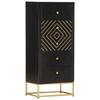 Drawer Chest Black & Gold 45 x 30 x 105 cm Solid Mango Wood