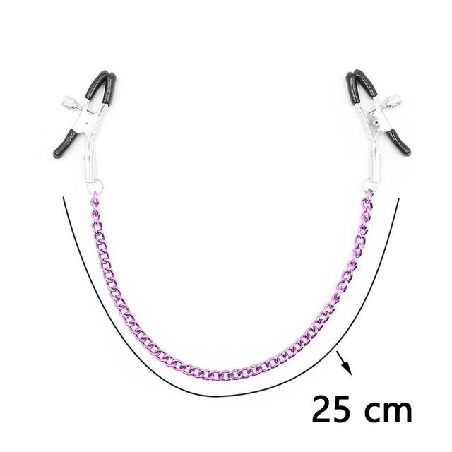 Metal Nipple Clamps with Chain Clips Flirting Teasing Sex Flirt Bondage Slave Bdsm Nipples Stimulation Fetish for Men Women Gay