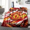 Name Custom Manchester United Print Flannel Blanket High Quality Warm Comfortable Cover for All Seasons Perfect for Gifts Home Decor