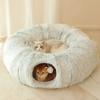 Indoor Plush Cat Bed With Tunnel For Cats Multifunctional Cat Tunnel Bed With Peephole Fluffy Donut Cat Bed With Tunnel