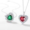 S925 Silver Lab-Grown Emerald Heart Pendant: Retro European-American Style Necklace for Women