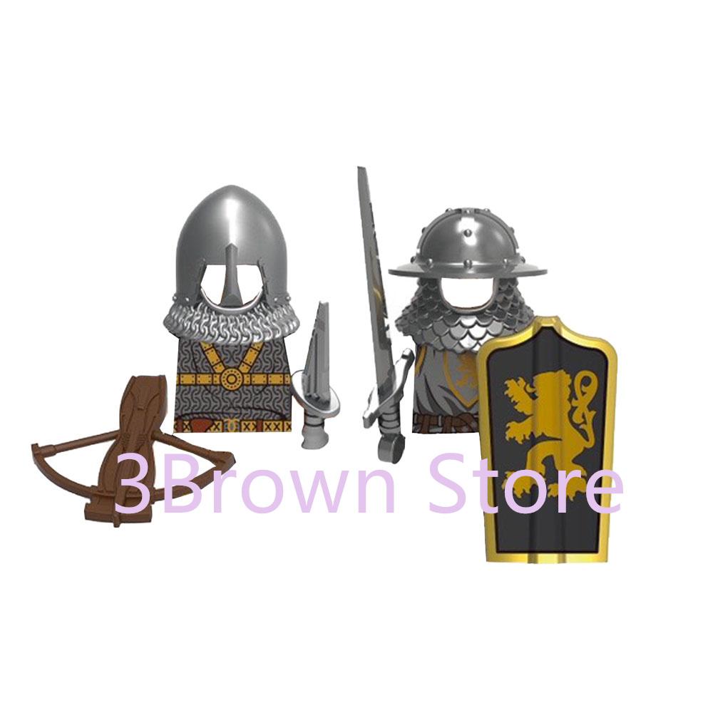 Medieval Building Blocks Accessories MOC Castles Dragon Knights Army Soldiers Warrior Helmets Shields Armors Axes Toy Gift S038