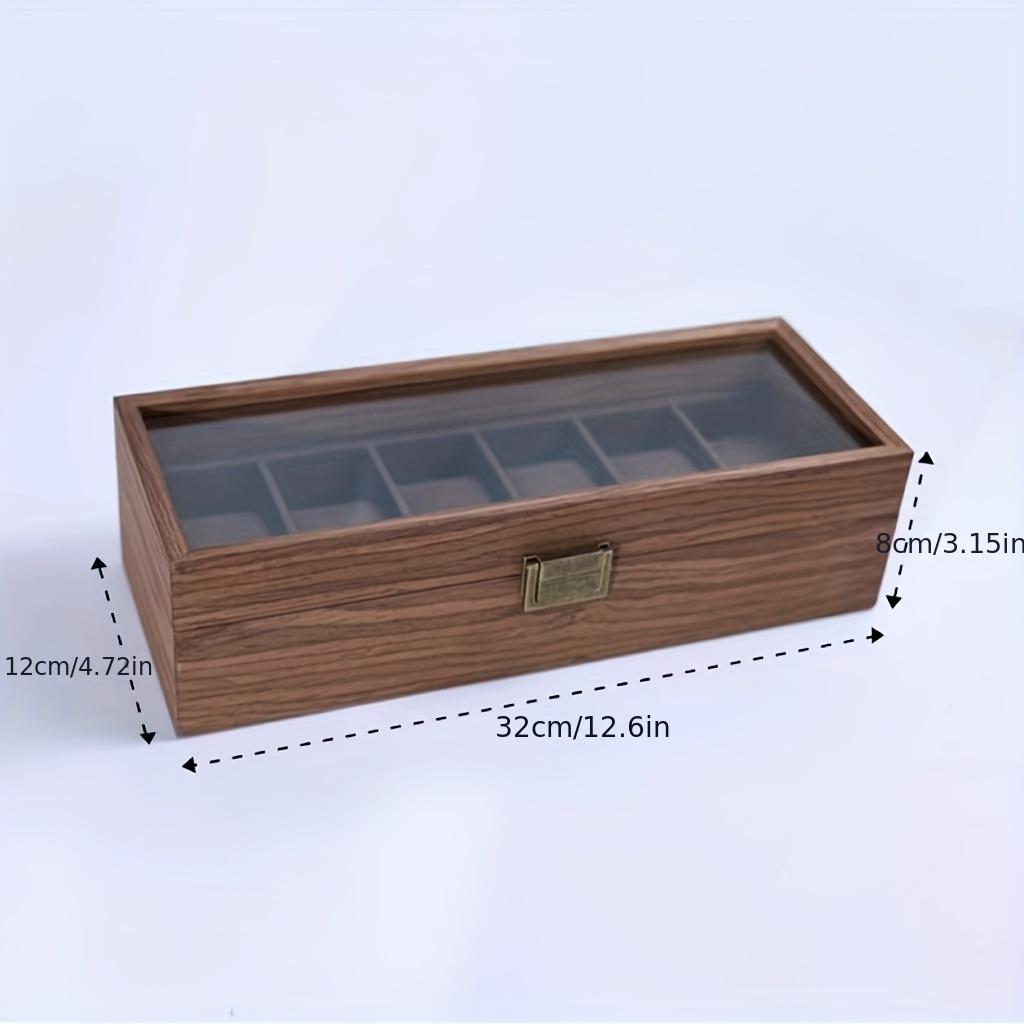 1pc Walnut Wooden Watch Box, European Wrist Watch Storage Box, Dustproof Watch Organizer Display Case, With Transparent Lid
