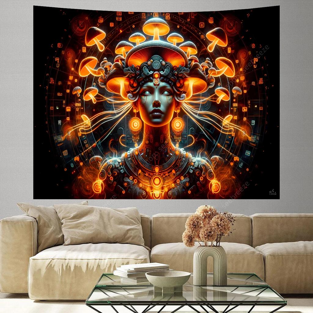 VIKAMA Cosmic Meditation Tapestry Bedroom Mural Luminous Starry Night Bohemian Spiritual Space Decoration