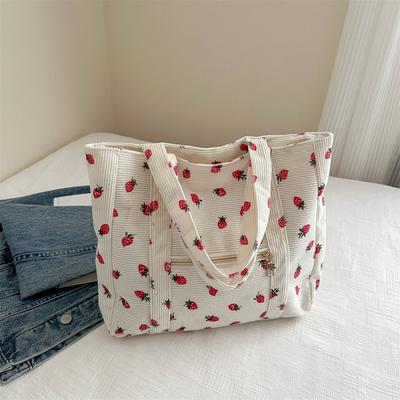 High Value Niche Single Shoulder Handbag Female Tide Literary Original Large Capacity Corduroy Tote Bag