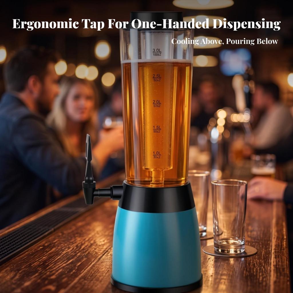 Beverage Dispenser with Spigot Clear Beer Draft-Style Sturdy for Hosts