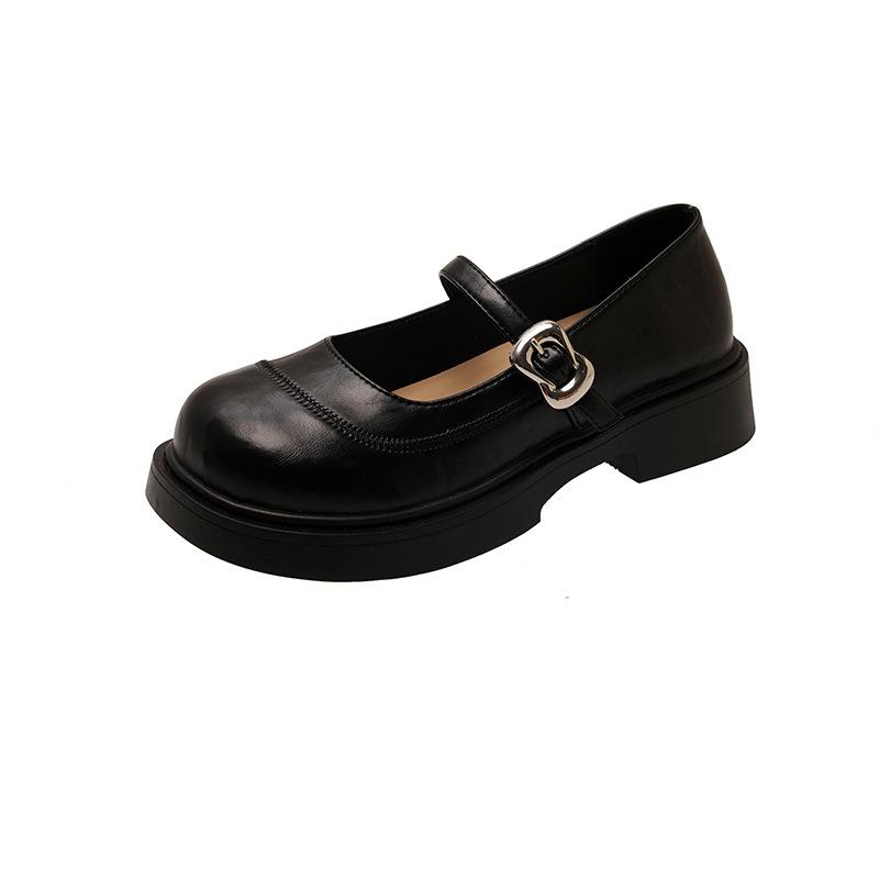 

French pumps with a single strap Mary Jane shoes are a new soft-soled solid color thick-heeled round-toe shoe for the spring and autumn of 2025 40