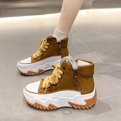 Scarpe alte da donna autunnali e invernali nuove di nicchia, scarpe sportive casual versatili con plateau da donna