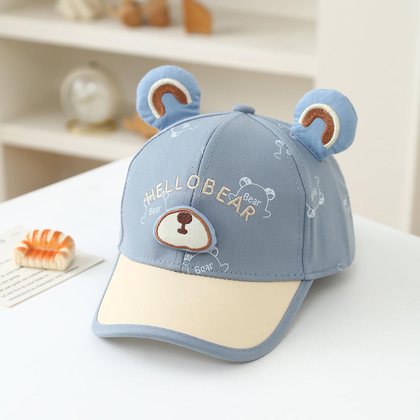 

Boys & Girls Sun Protection Cartoon Bear Baseball Cap - Cute Spring/Summer Duckbill Hat for Babies & Children One Size синий