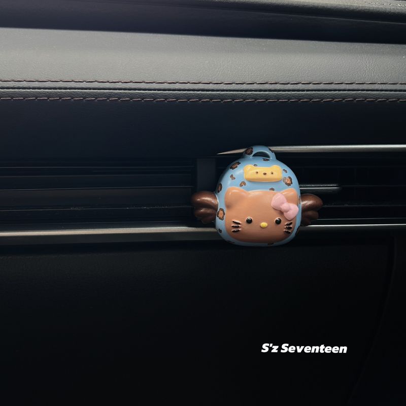 Hello Kitty Cat Car Air Vent Aroma Diffuser Clip, Cute Car Decoration, New Car Gift Blue Leopard Print Bag Other notes