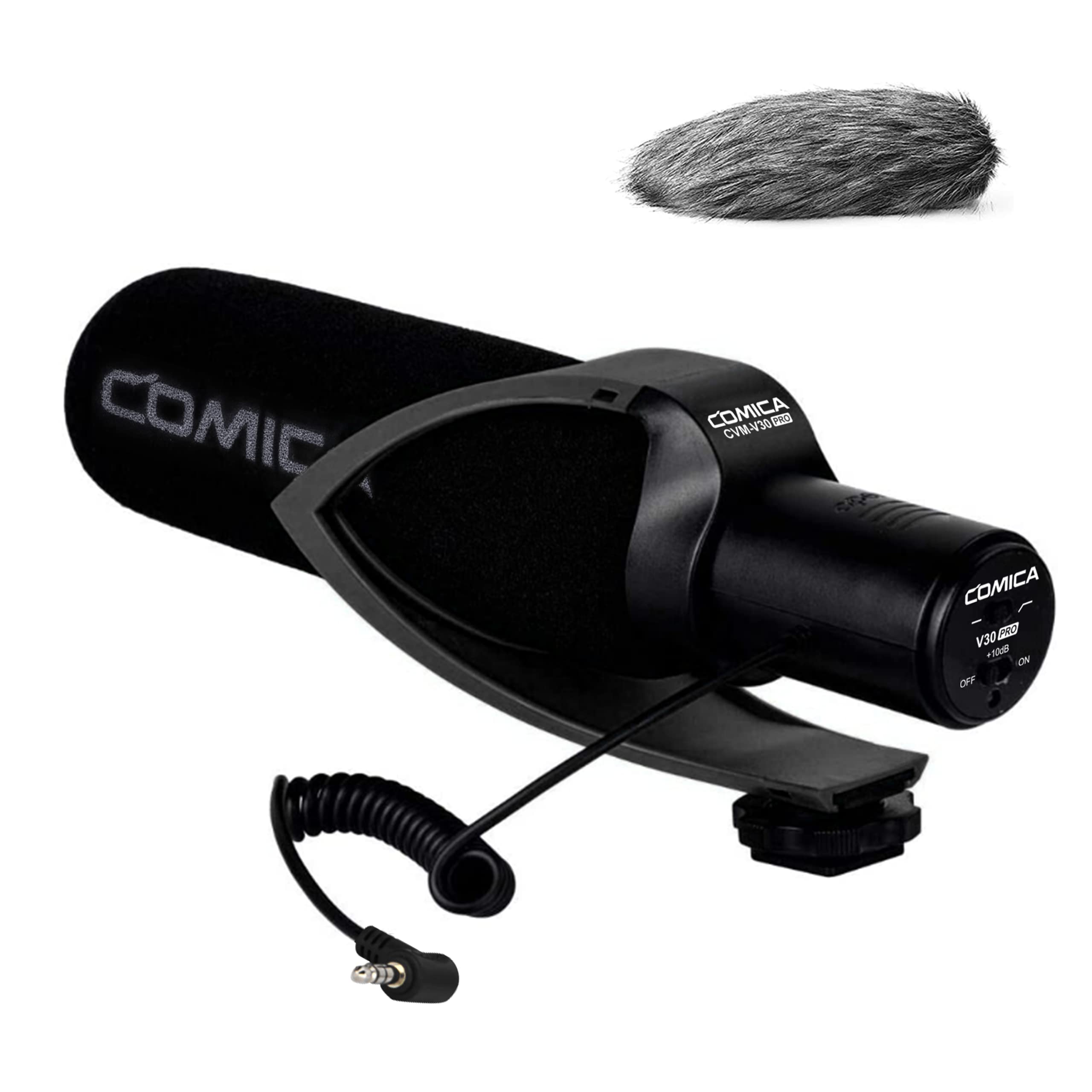 

Comica PRO Camera Microphone Unidirectional Condenser Gun Video Microphone SLR Microphone for Panasonic CVM-V30 Canon, Sony, (3.5mm) (Black)