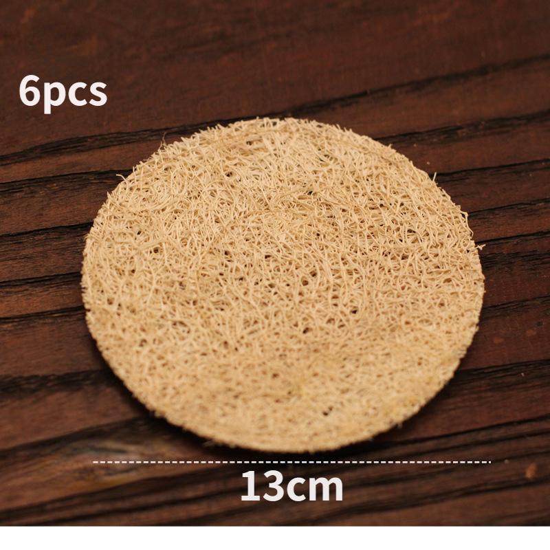 6pcs Natural Handmade Loofah Pad Loofah Pot Pad Tea Coaster Teapot Pad Insulation Pad Pot Holder Tea Holder Tea Accessories
