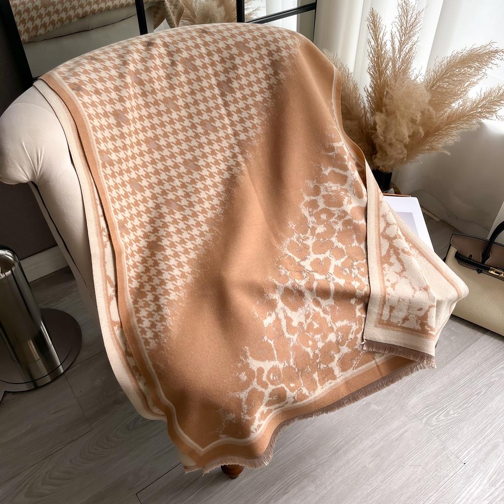 Luxury Leopard Print Scarf For Women Warmer Winter Cashmere Pashmina Scarves Shawls Female Thick Blanket Wraps Foulard