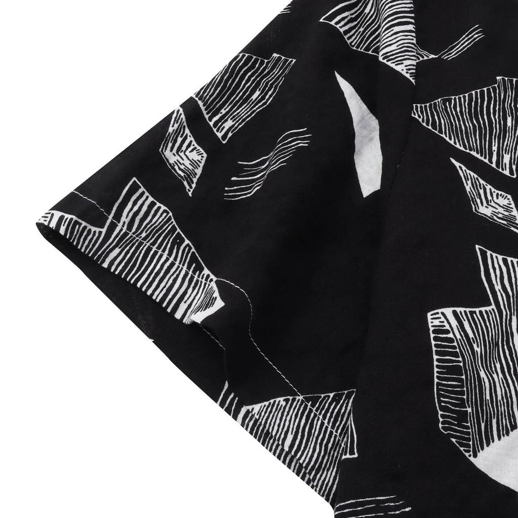 Men's Summer Casual Loose Resort Geometric Print Short Sleeve Top Beach Lapel Shirt