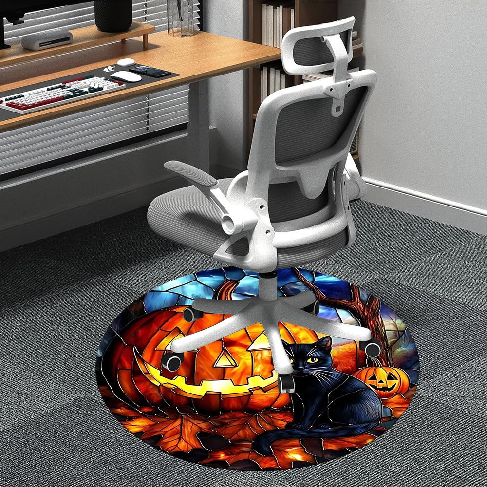 

1pc Halloween Stained Glass Chair Carpet for Office Non-Slip, Machine Washable Rug for Office - Holiday DecorMachine Made yy251029059 80cm by 80cm