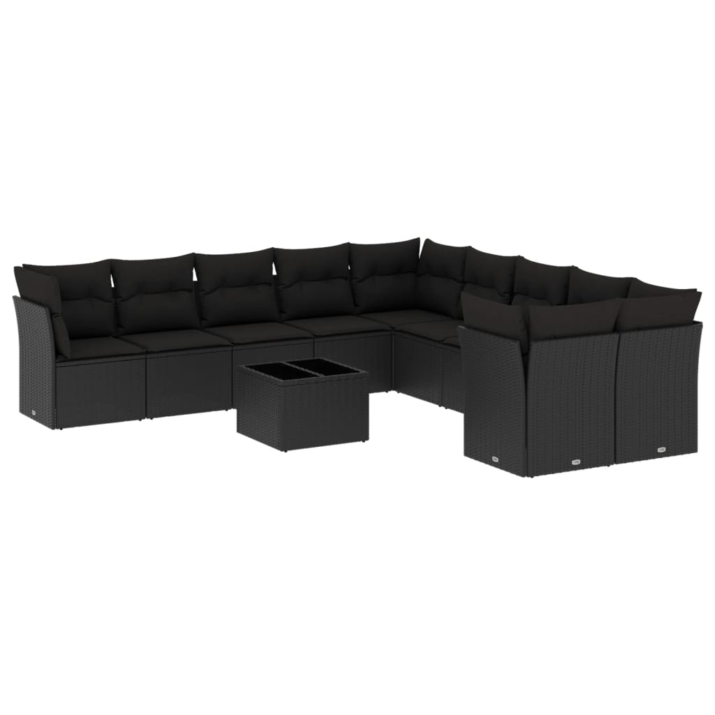 Vidaxl 11-Cz. Set da Giardino, Cuscini Rattan Nero Pe