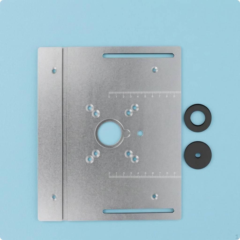 Router Plate with Insert Rings Engraved Measurement Measurements Aluminum
