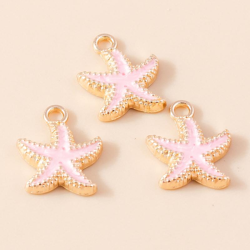 Leslie 10pcs Mix Cute Enamel Marine Organism Starfish Charms Pendants of Necklace Earrings Keychain Handemade DIY Jewelry Making