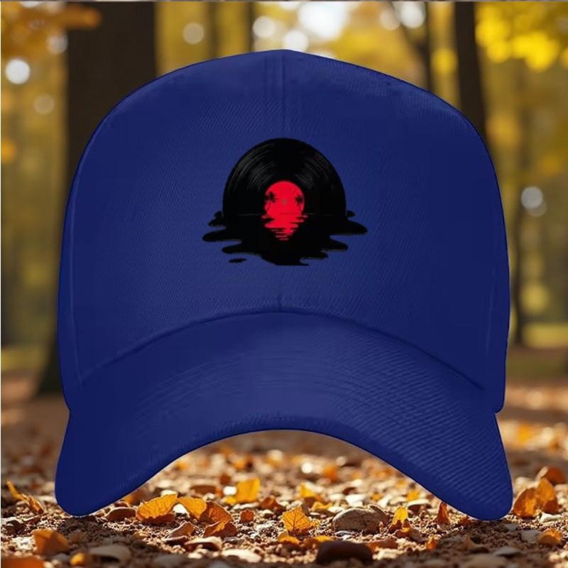 Vinyl Record Sunset Melting Graphic Baseball Cap Polyester Adjustable Outdoor Sports Hat