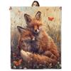 Woodland Fox Throw Blanket Cozy Flannel Fuzzy Warm Bedroom Couch
