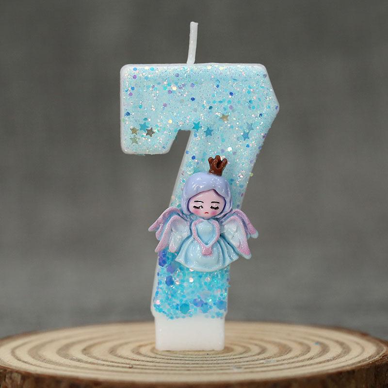 Princess Frozen Birthday Candles 0-9 Number Glitter Cake Candle Kids Girls Birthday Party Cake Topper Decoration Supplies