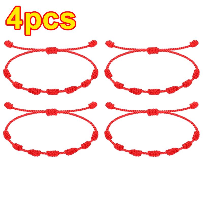 1/24pcs 7 Knots Red String Bracelets for Women Men Lucky Amulet Friendship Handmade Braid Rope Wristband Bracelet Jewelry Gift
