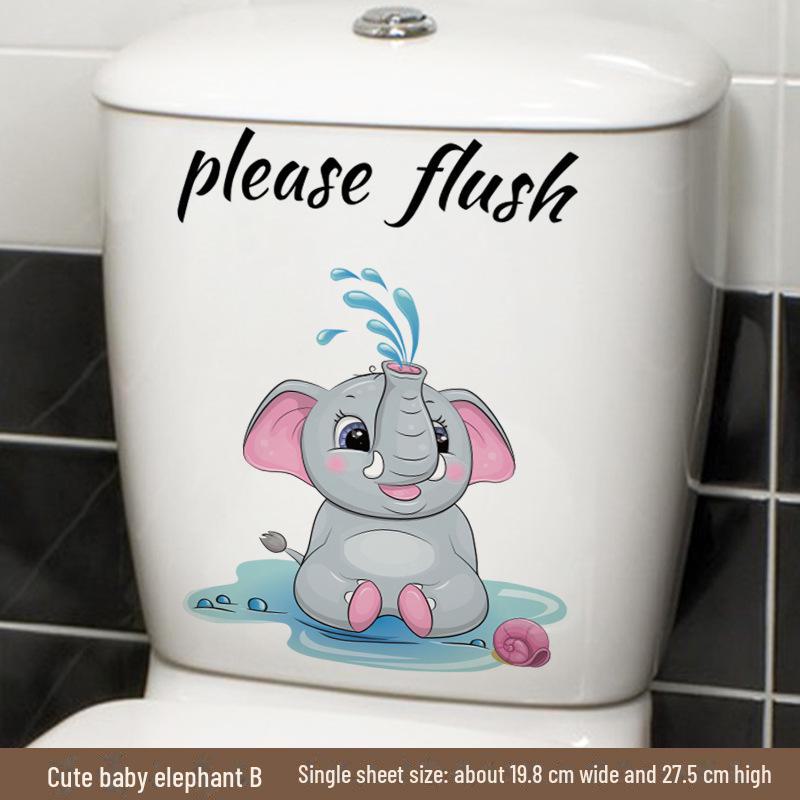 Autocolante de perete impermeabile de baie cu elefanți drăguți de desene animate - Model MT23060