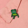 Quirky Green Frog Chair Brooch Unique Cartoon Design Stylish Alloy Pin Badge For Fashion