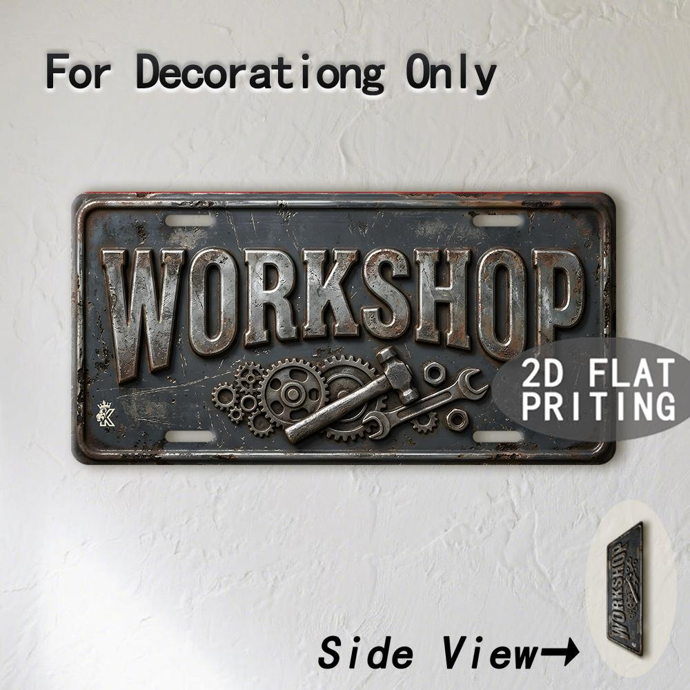 Vintage City German Workshop Year Print Metal License Plate Sign Retro D Flat Printed Tin Plaque Wall Decor for Home Bar