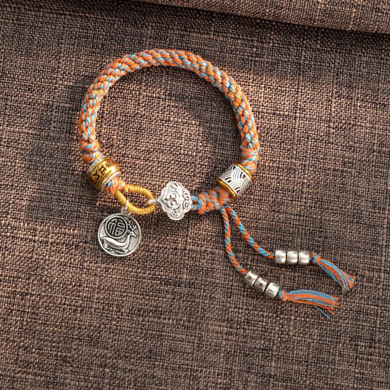 Design Tibetan Woven Hand Rope Retro Ethnic Style Niche Xizang Bracelet Men's and Women's Exotic Style Guochao Accessories