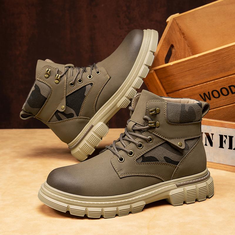 Fashion Fashion Autumn Winter High Top Shoes for Men New Designer Ankle Boots Male Casual Botas Male Lace Up Platform Motorcycle Boots