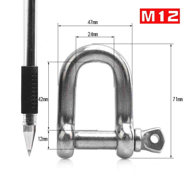 304 Stainless Steel Bow Shackle - Tow Hook, Marine Rope Ring, Chain Lifting Rigging Connector