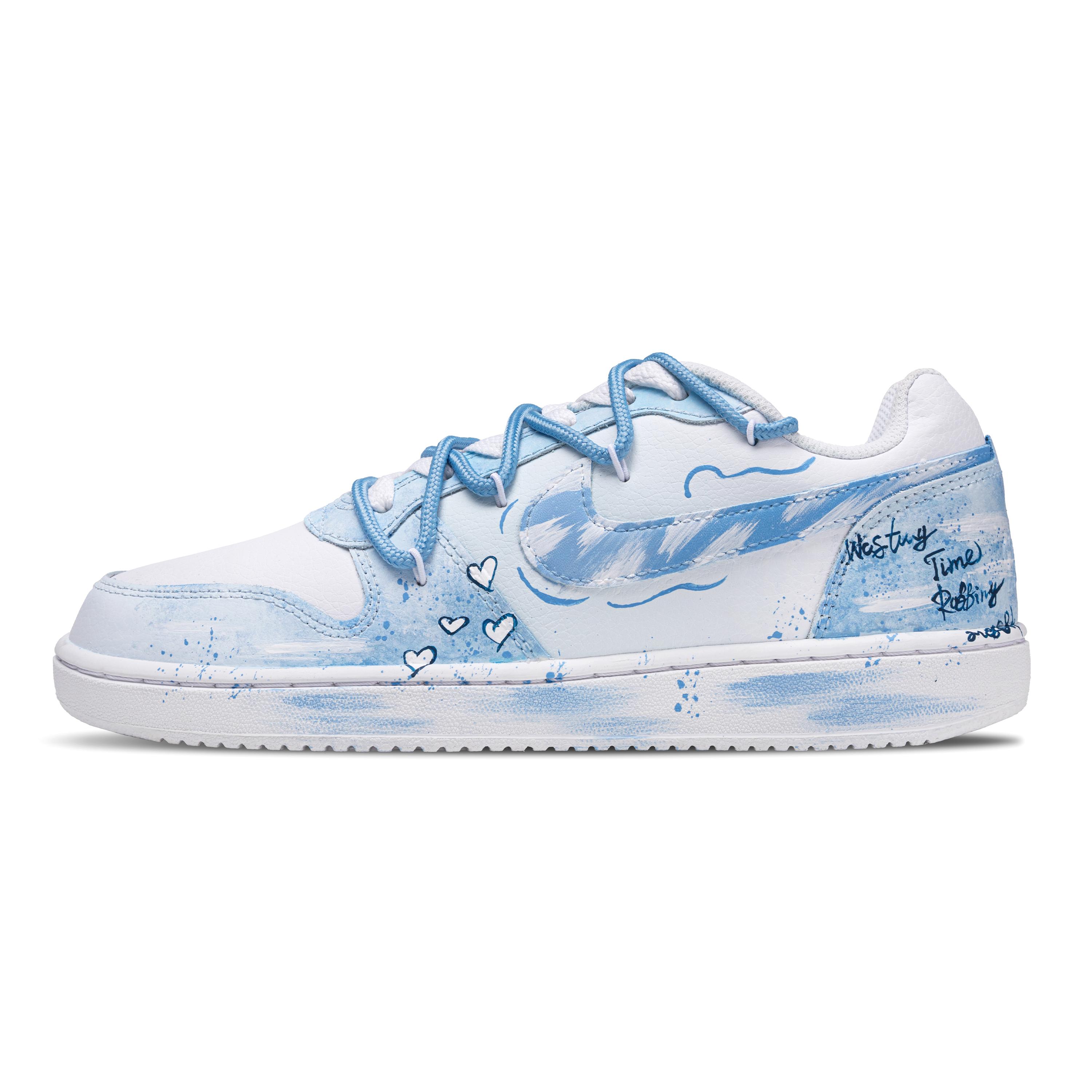 

Nike EBERNON Fresh Love Hand Drawn Graffiti Low top Skateboard Shoes Unisex Sky Blue AQ1775-100(Team692-) 40