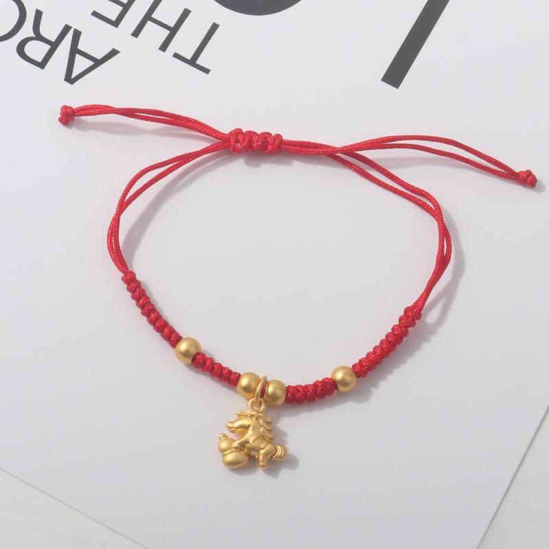 2026 Horse Year Lucky Red Rope Bracelet Chinese Style Zodiac Horse Braided Bracelet Women Fashion Jewelry