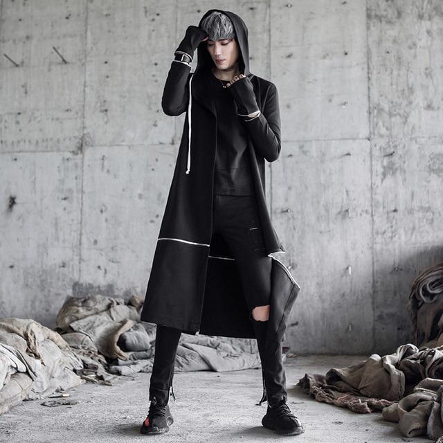 Men Punk Singer Hop Trench Coat Long Jackets Nightclub Hip Black Costume Mens Gothic Hooded Cloak At Affordable S Free Real Reviews With Photos Joom Hop Trench Coat Long Jackets Nightclub, Mens Black Trench Coat Costume