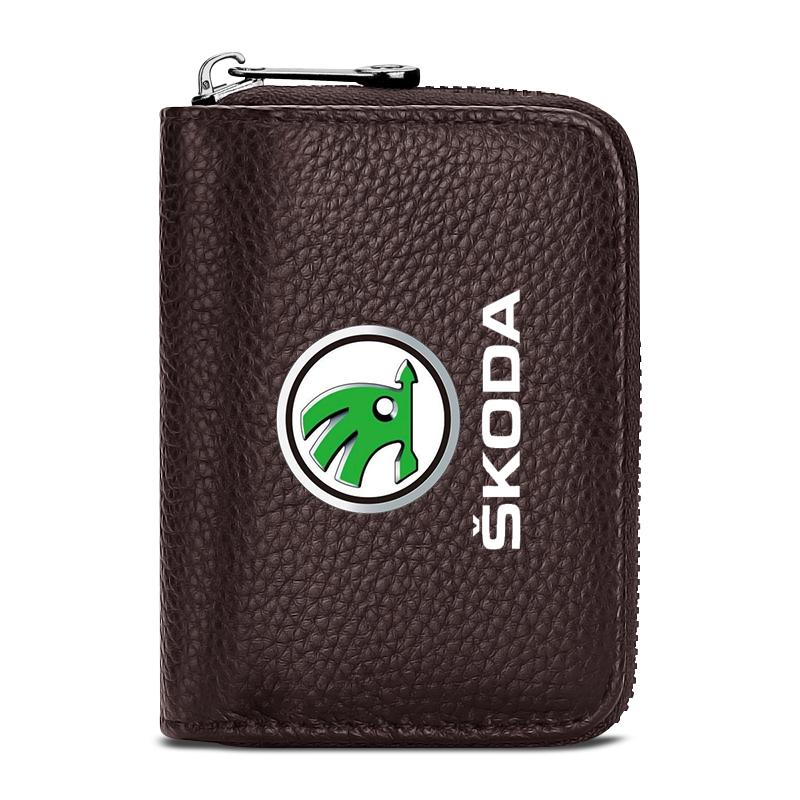 Leather Car Driver's License ID Card Bank Card Wallet Car Styling For Skoda Octavia Superb Rapid Kodiaq Karoq Fabia Kamiq Roomster Citigo