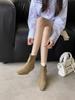 2025 autumn and winter new square head suede short heel temperament French fashion sexy beautiful women short boots