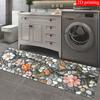 2D Flat Bohemian Pebble Stone Pattern Runner Mat Anti Slip Long Kitchen Rug for Laundry Room Hallway and Bedside