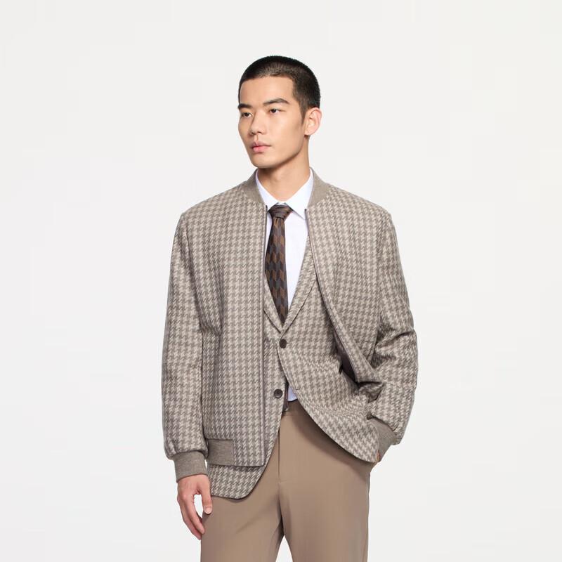 K-Boxing Men's Premium Houndstooth Wool Blend Short Jacket