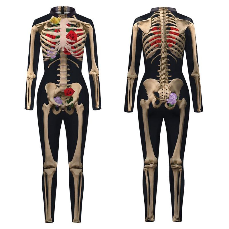 New Rose Human Skeleton Stage Performance Clothing Tight Elastic One-piece Clothing -0