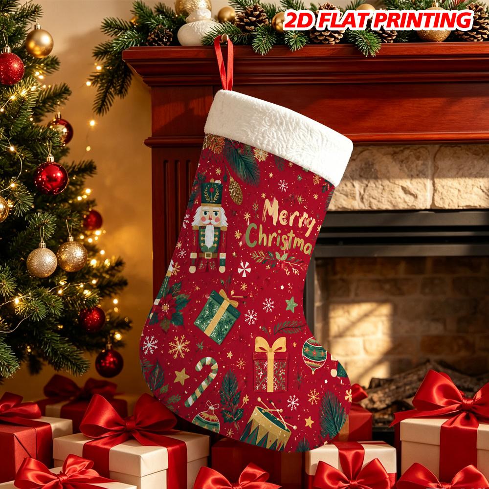 Christmas decoration fireplace hanging stocking 1pc Nutcracker Stocking Decoration Suitable for Mantel and Xma