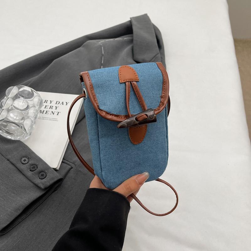 Stylish Retro Canvas Small Square Bag For Women With Unique Spring Design синий