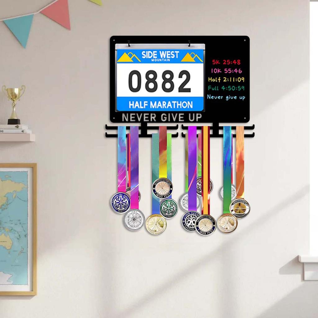 Decorative Wall-Mounted Display Rack with Hooks for Awards and Keys