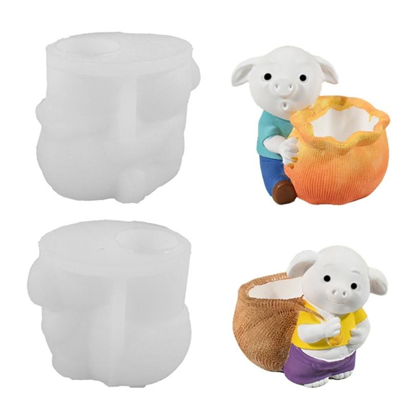 Food Safe Silicone Pig Carrying Sacks Mould Handmade Candle Crafting Tool Irregular Shape