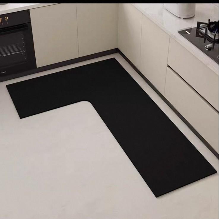 Premium L-shaped Kitchen Mats: Dirt-resistant, Easy-care, Absorbent, Quick-drying Diatom Mud for Household Use.