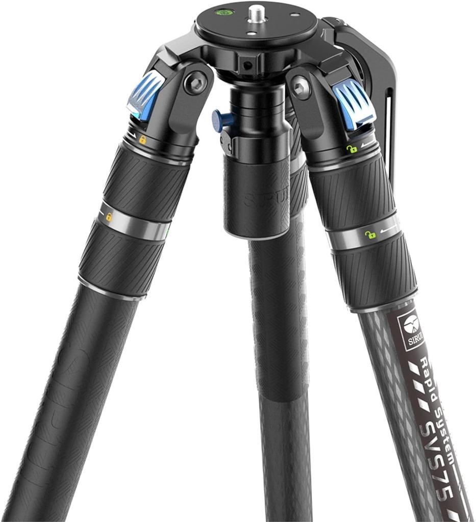 SIRUI SVS75 Professional Video Carbon Fiber Height Up To Lbs Professional Tripod for Video Cameras Tripod, 61" Tripod, One-Step Adjustment, Mid-Level