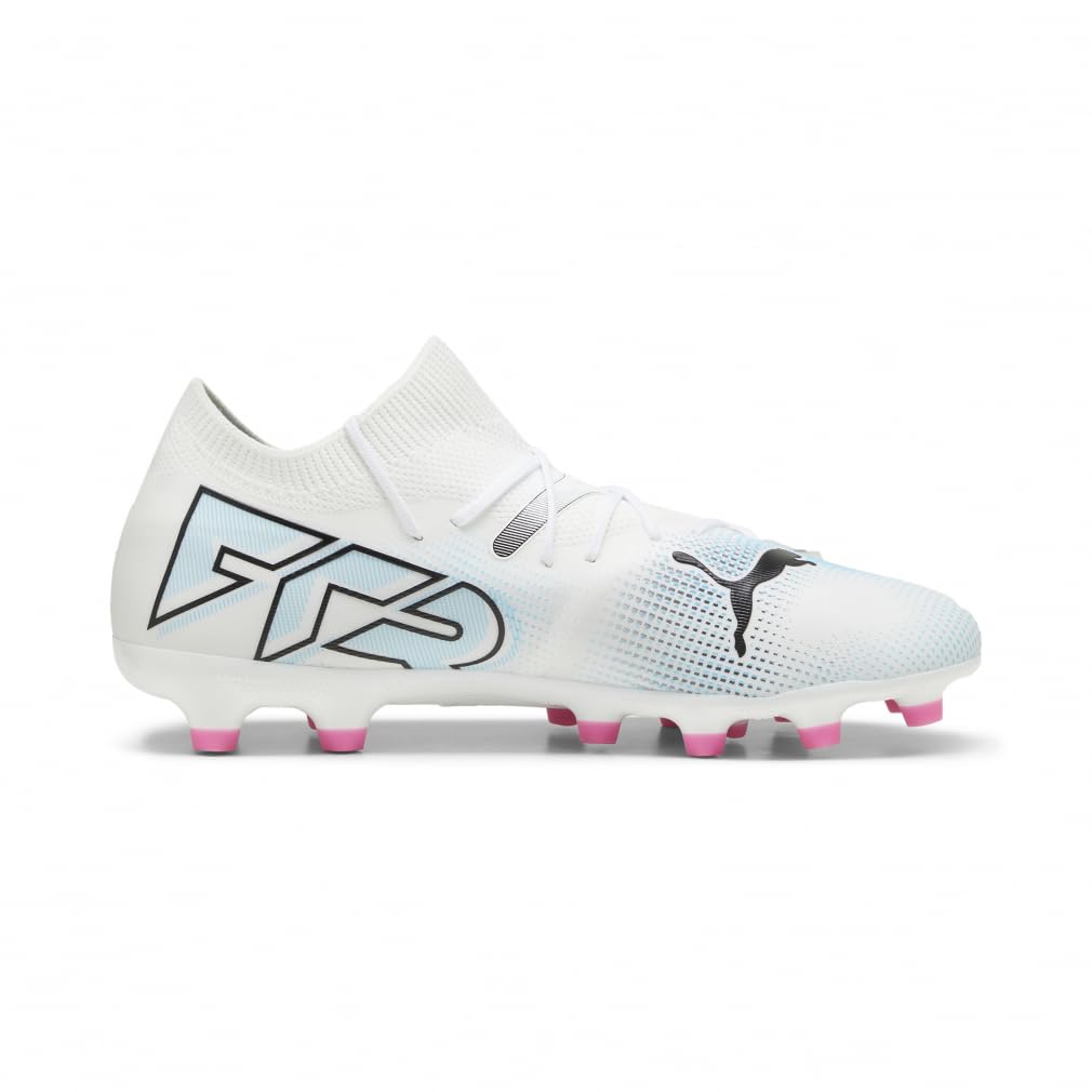 PUMA Future 7 Match Soccer 2024 Pink Size cm Cleats, HG/AG, 107718, Spring/Summer Colors White, Black/Poison (01), 27.0