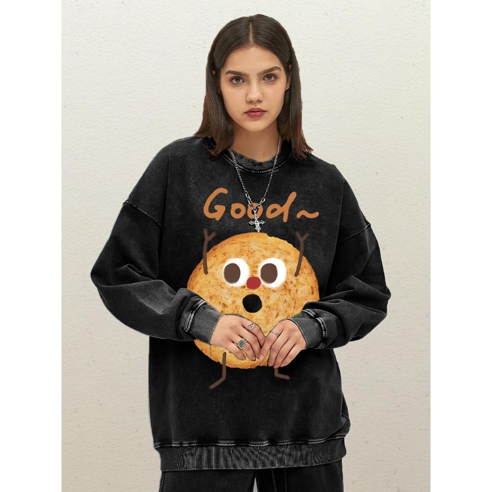 Godd Funny Bicky Creative Design Womens Pullovers Crewneck Soft Washed Sweatshirt Cotton Clothing Couple Streetwear
