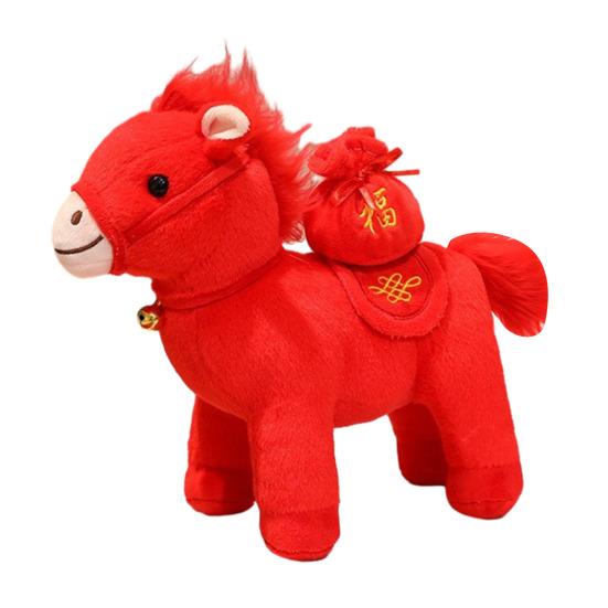 

Horse Doll Plush Toy Chinese New Year Decoration 2026 Lucky Horse Zodiac Ornament for Home Festival Decor красный