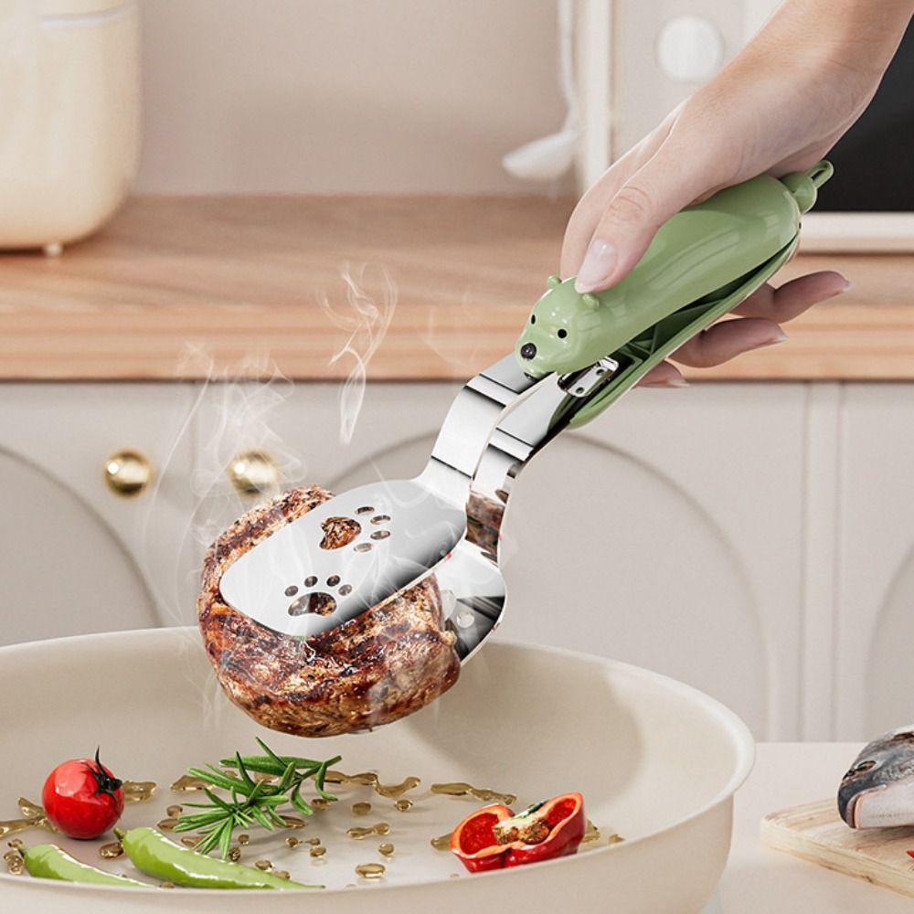 Anti-scald Steak Spatula Tongs 2in1 Steak Flipping Clip Pancake Barbecue Spatula  Cooking Tools